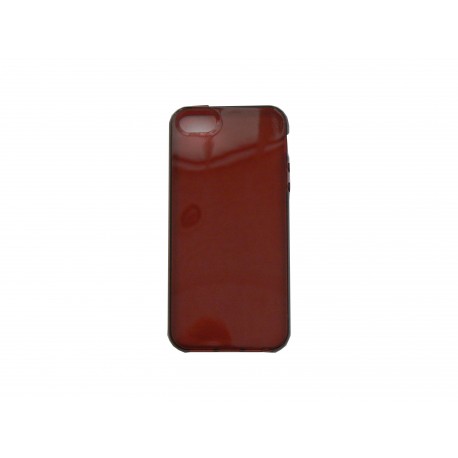 Coque pour Iphone 5 silicone semi-rigide rouge + film protection écran offert