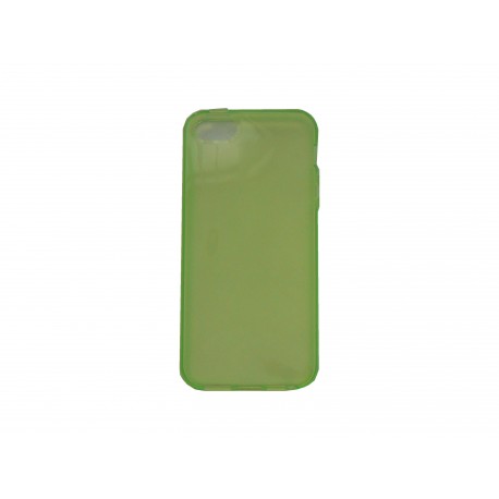 Coque pour Iphone 5 silicone semi-rigide verte + film protection écran offert