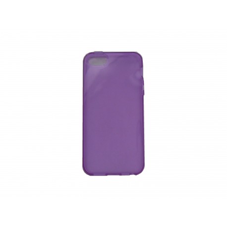 Coque pour Iphone 5 silicone semi-rigide violette + film protection écran offert