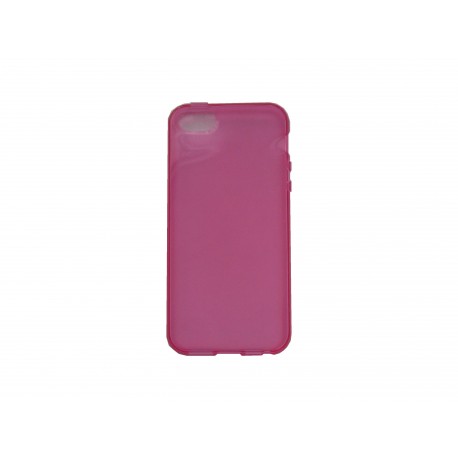 Coque pour Iphone 5 silicone semi-rigide rose + film protection écran offert