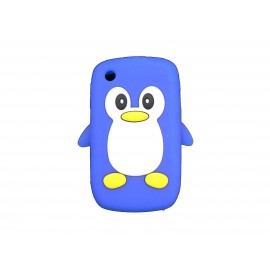 Coque silicone pour Blackberry 8520 curve pingouin bleu + film protection ecran offert