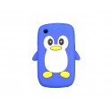 Coque silicone pour Blackberry 8520 curve pingouin bleu + film protection ecran offert