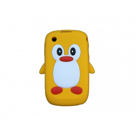 Coque silicone pour Blackberry 8520 curve pingouin jaune + film protection ecran offert