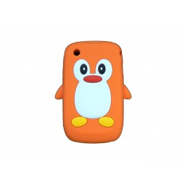 Coque silicone pour Blackberry 8520 curve pingouin orange + film protection ecran offert