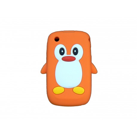 Coque silicone pour Blackberry 8520 curve pingouin orange + film protection ecran offert