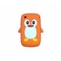 Coque silicone pour Blackberry 8520 curve pingouin orange + film protection ecran offert