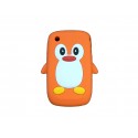 Coque silicone pour Blackberry 8520 curve pingouin orange + film protection ecran offert