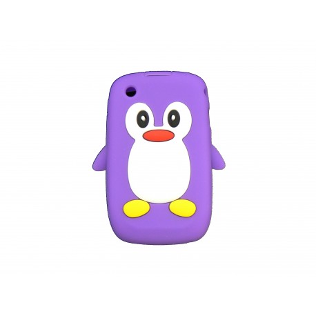 Coque silicone pour Blackberry 8520 curve pingouin violette + film protection ecran offert