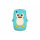 Coque silicone pour Blackberry 8520 curve pingouin bleu + film protection ecran offert