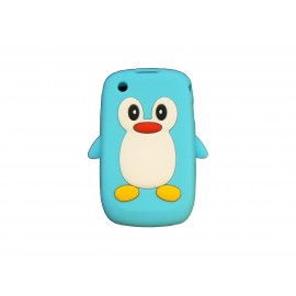 Coque silicone pour Blackberry 8520 curve pingouin bleu + film protection ecran offert