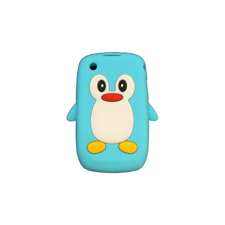 Coque silicone pour Blackberry 8520 curve pingouin bleu + film protection ecran offert