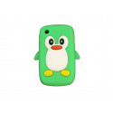 Coque silicone pour Blackberry 8520 curve pingouin vert + film protection ecran offert