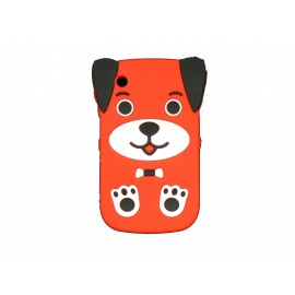 Coque silicone pour Blackberry 8520 curve chien orange + film protection ecran offert