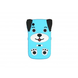 Coque silicone pour Blackberry 8520 curve chien bleu turquoise + film protection ecran offert