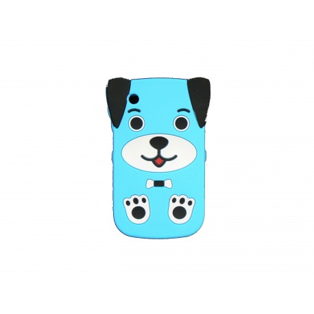 Coque silicone pour Blackberry 8520 curve chien bleu turquoise + film protection ecran offert