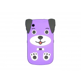 Coque silicone pour Blackberry 8520 curve chien violette  + film protection ecran offert