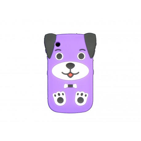 Coque silicone pour Blackberry 8520 curve chien violette  + film protection ecran offert