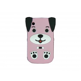 Coque silicone pour Blackberry 8520 curve chien rose + film protection ecran offert