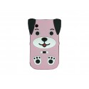 Coque silicone pour Blackberry 8520 curve chien rose + film protection ecran offert