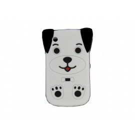 Coque silicone pour Blackberry 8520 curve chien blanc+ film protection ecran offert