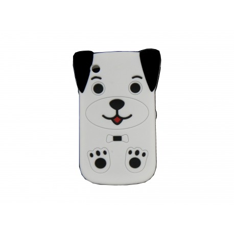 Coque silicone pour Blackberry 8520 curve chien blanc+ film protection ecran offert