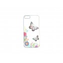 Coque pour Iphone 5 blanche papillons multicolores et strass diamants+ film protection écran offert