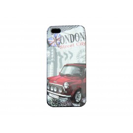 Coque pour Iphone 5 Mini Cooper rouge Londres + film protection écran offert