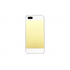 Coque pour Iphone 5 aluminium or contour blanc + film protection écran offert