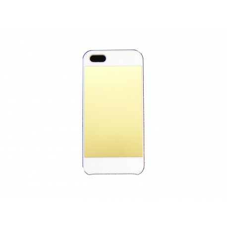 Coque pour Iphone 5 aluminium or contour blanc + film protection écran offert