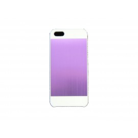 Coque pour Iphone 5 aluminium violet contour blanc + film protection écran offert