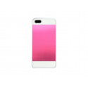 Coque pour Iphone 5 aluminium fuschia contour blanc + film protection écran offert