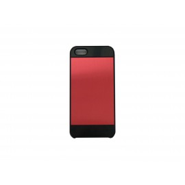 Coque pour Iphone 5 aluminium rouge contour noir + film protection écran offert