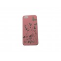 Coque pour Iphone 5 rose clair papillons argents + film protection écran offert