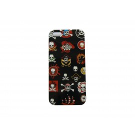 Coque pour Iphone 5 noire têtes de mort multicolores + film protection écran offert