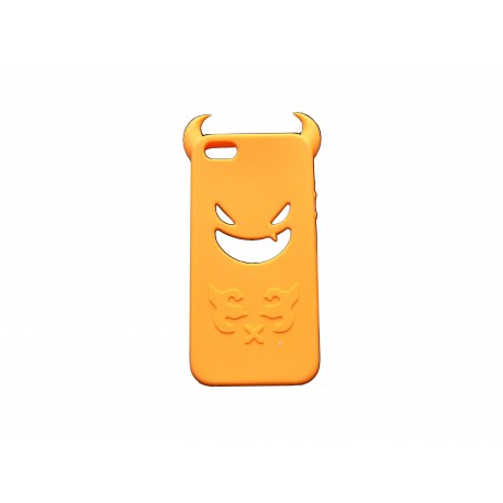 Coque pour Iphone 5 silicone diable orange + film protection écran offert