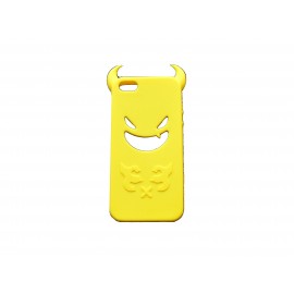 Coque pour Iphone 5 silicone diable jaune + film protection écran offert