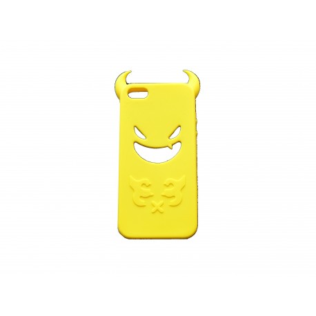 Coque pour Iphone 5 silicone diable jaune + film protection écran offert