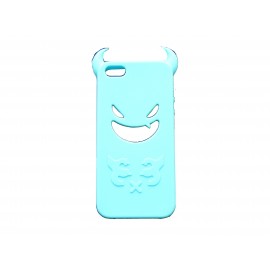 Coque pour Iphone 5 silicone diable bleu + film protection écran offert