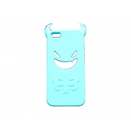Coque pour Iphone 5 silicone diable bleu + film protection écran offert