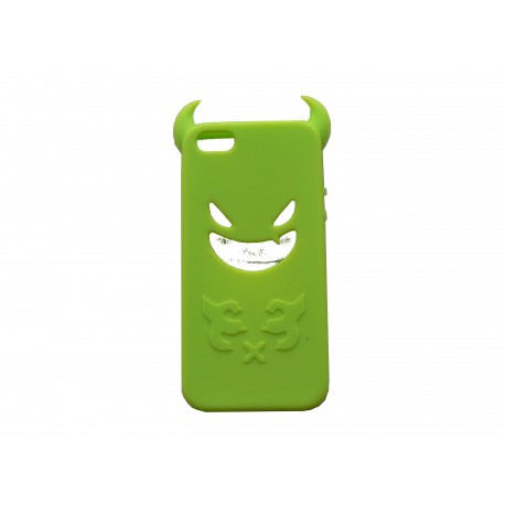 Coque pour Iphone 5 silicone diable vert + film protection écran offert