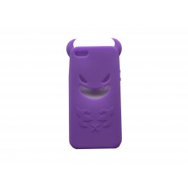 Coque pour Iphone 5 silicone diable violet + film protection écran offert