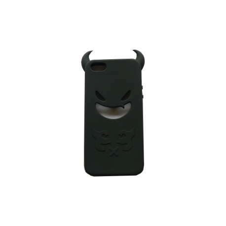 Coque pour Iphone 5 silicone diable noir+ film protection écran offert