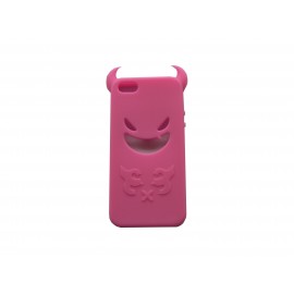 Coque pour Iphone 5 silicone diable rose + film protection écran offert