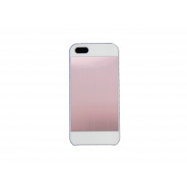 Coque pour Iphone 5 aluminium rose clair contour blanc + film protection écran offert