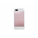 Coque pour Iphone 5 aluminium rose clair contour blanc + film protection écran offert