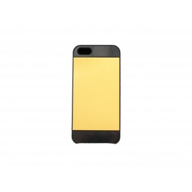 Coque pour Iphone 5 aluminium or contour noir + film protection écran offert