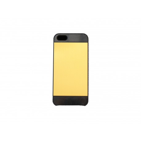 Coque pour Iphone 5 aluminium or contour noir + film protection écran offert