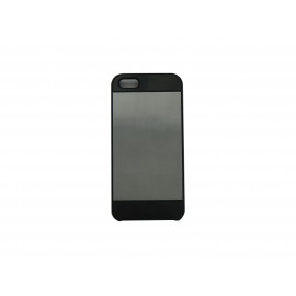 Coque pour Iphone 5 aluminium argent contour noir + film protection écran offert