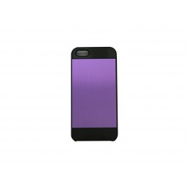 Coque pour Iphone 5 aluminium violet contour noir + film protection écran offert