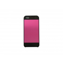 Coque pour Iphone 5 aluminium rose contour noir + film protection écran offert